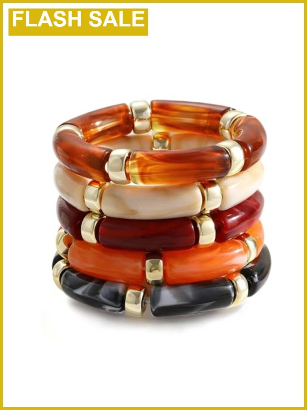 Chunky Acrylic Bamboo Stretch Bangle Bracelet Stack Set Fashion Jewelry